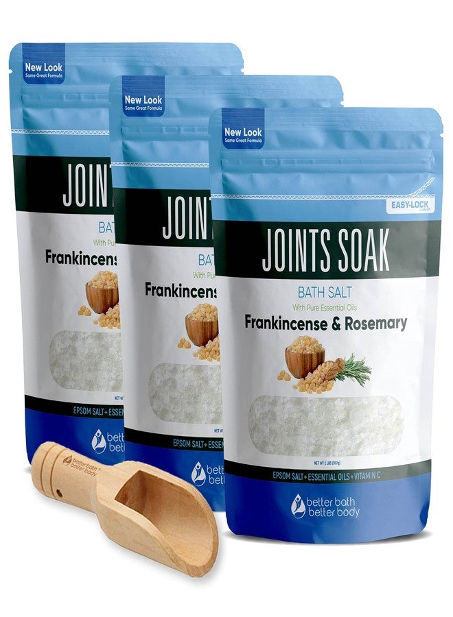 Better Bath Better Body نقع حمام المفاصل (عبوة 3 مع مغرفة) ملح إبسوم مهدئ مع زيت إكليل الجبل وزيت اللبان العطري بالإضافة إلى بلورات الفيتامينات في كيس خالي من BPA ثلاث عبوات 2 رطل 6 أرطال إجمالي - Image 1
