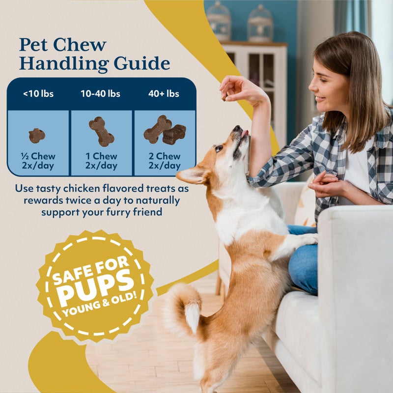 Ayush Herbs Ayush Pets Ashwagandha Chews - Calming Supplement for Dogs & Cats, Calming Chew Treats for Stress Support, Natural Way to Relax, Chicken Flavor - 30 Soft Chews - Image 5