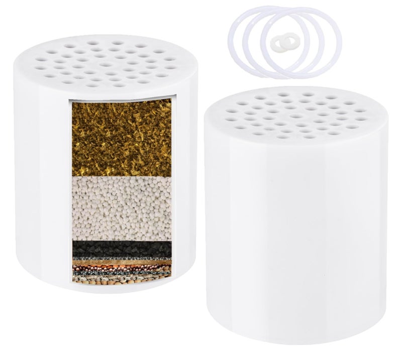 Luxau Heavy Duty Shower Filter Replacement Cartridge 2 Pcs  Shower Head Filter Refill Cartridge  for Hard Water Chlorine Heavy Metal Impurity  Improve Skin Hair  Fit Any Similar Design Shower Water Filter - Image 1