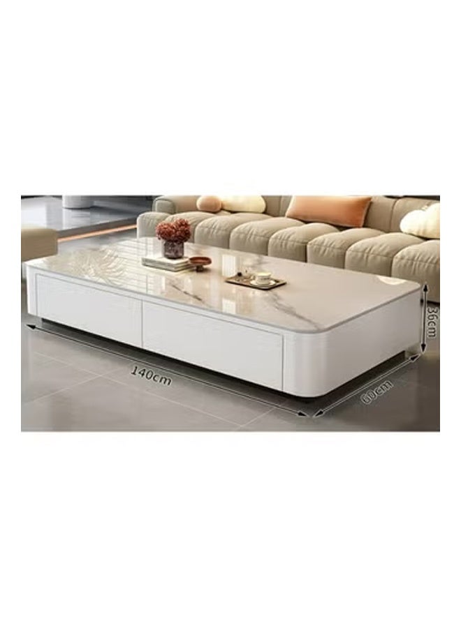 كيكي طاولة قهوة لغرفة المعيشة طاولة شاي منزلية صغيرة حديثة وخفيفة الوزن فاخرة وبسيطة 140*60 سم باللون الأبيض - Image 3