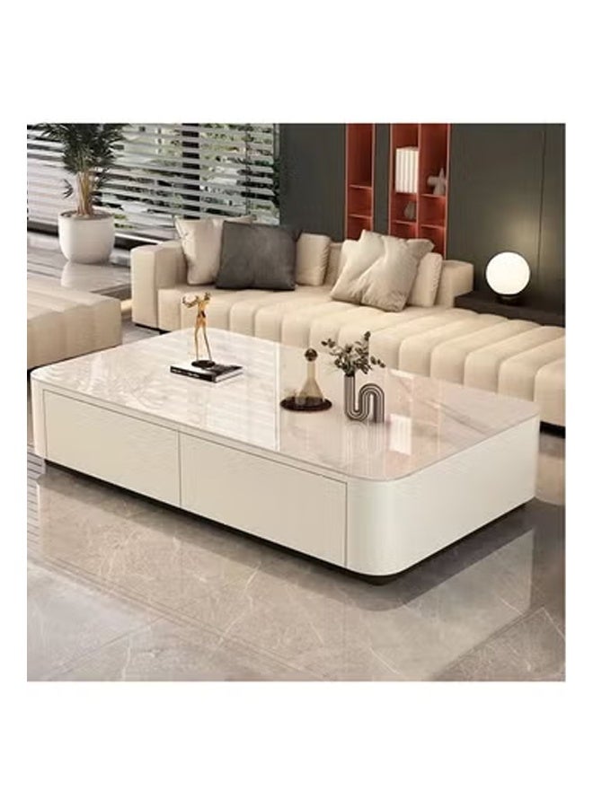 كيكي طاولة قهوة لغرفة المعيشة طاولة شاي منزلية صغيرة حديثة وخفيفة الوزن فاخرة وبسيطة 140*60 سم باللون الأبيض - Image 2