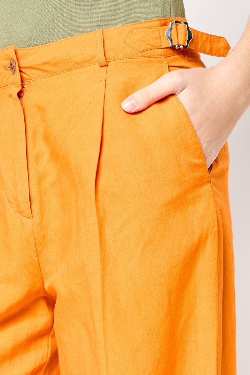 GANT Women Regular Fit Solid Wide Leg Pants, Orange - Image 3