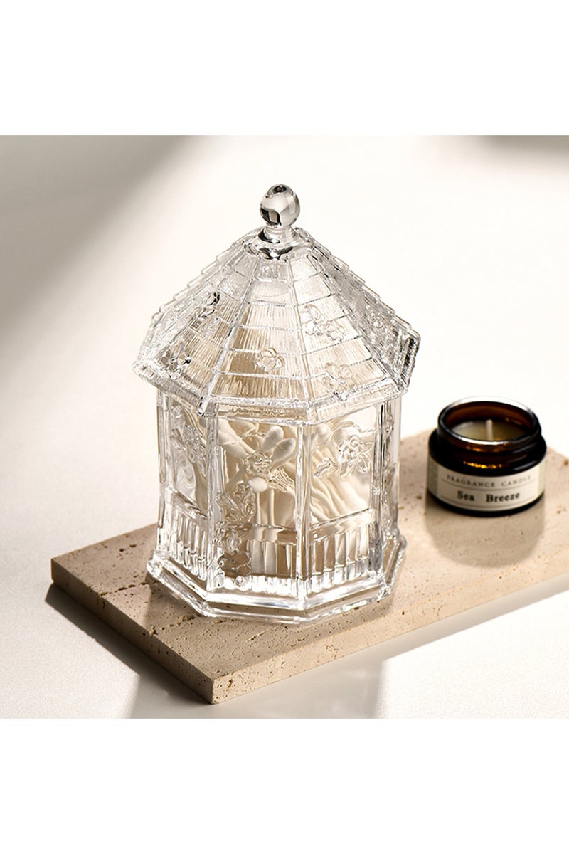 FUKE 1 Piece Glass Storage Jar Retro Relief with Flip Top Cover and Base Storage Container for Cotton Swab Jar, Jewelry Storage Box, Snack Jar and Decoration Ornament - Image 5