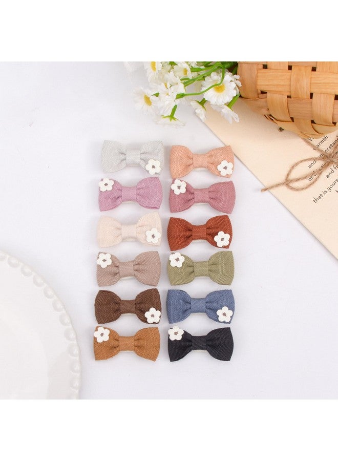 BIANHUAN Baby Girls Hair Bow Clips, 12pcs Boutique Cotton Fully Lined Hair Pins, Non Slip Baby Barrettes Accessories for Infants Toddlers Fine Hair by BIANHUAN - Image 3