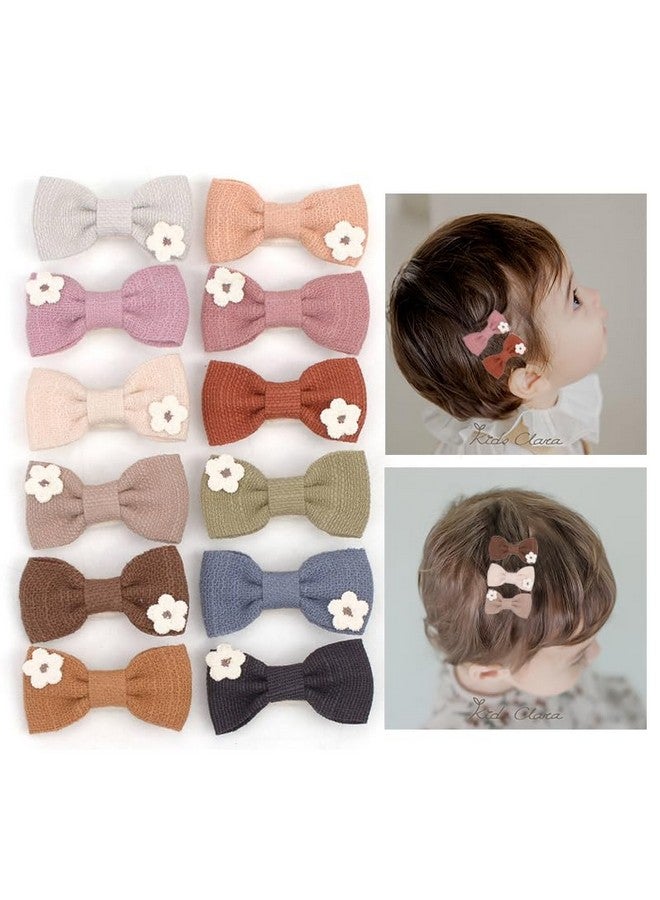 BIANHUAN Baby Girls Hair Bow Clips, 12pcs Boutique Cotton Fully Lined Hair Pins, Non Slip Baby Barrettes Accessories for Infants Toddlers Fine Hair by BIANHUAN - Image 1