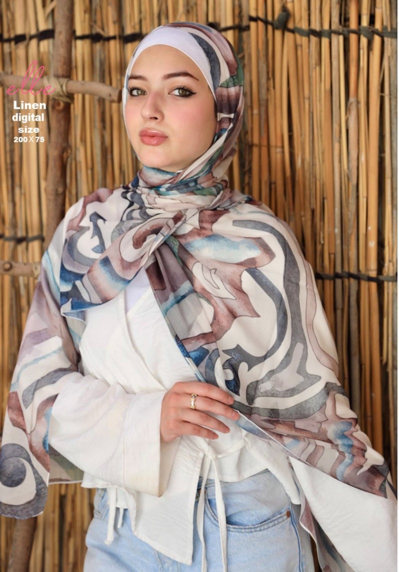 Luxury Linen Islamic Hijab Scarf for Women– Elegant Design for Daily Wear & Special Occasions – Size 200 × 75 cm