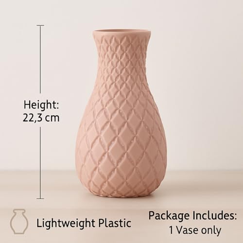 Vendola Nordic Minimalist Plastic Flower Vase for Living Room, Home Decoration Items, Flower Pot for Dining Table, Aesthetic Home Decor, Planters for Room Decoration (Pink) - Image 4