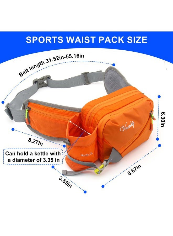 Vnmkp Waist Pack with Water Bottle Holder for Men and Women for Running Climbing Hiking Fitness Cycling and Other Outdoor Sports, Orange - Image 2