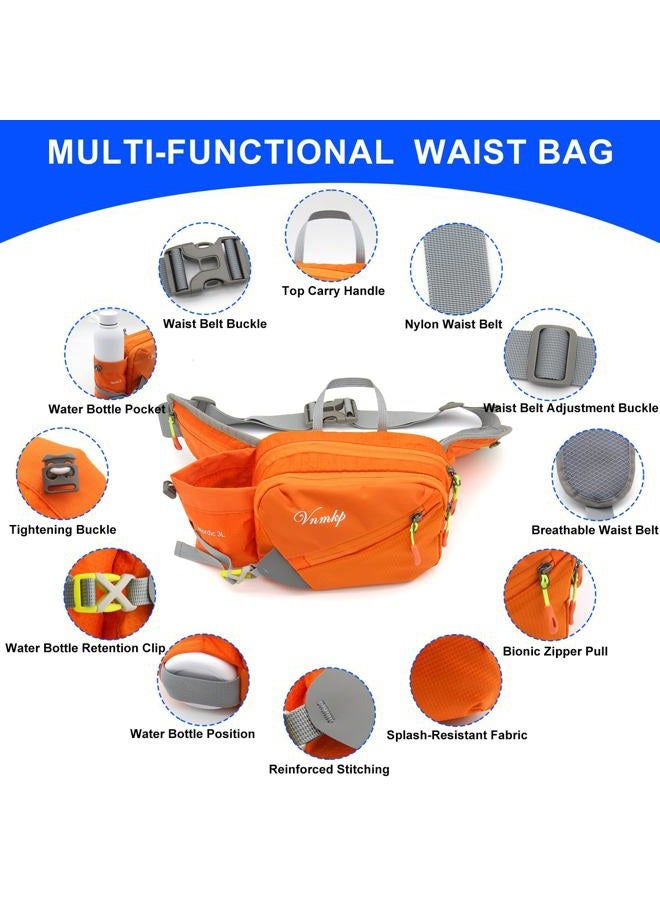 Vnmkp Waist Pack with Water Bottle Holder for Men and Women for Running Climbing Hiking Fitness Cycling and Other Outdoor Sports, Orange - Image 4