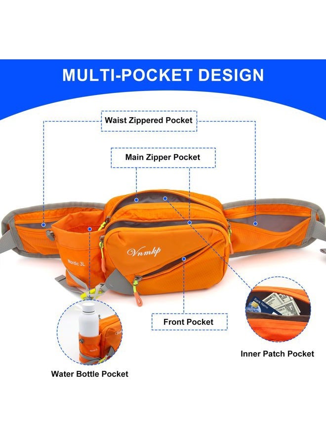 Vnmkp Waist Pack with Water Bottle Holder for Men and Women for Running Climbing Hiking Fitness Cycling and Other Outdoor Sports, Orange - Image 3