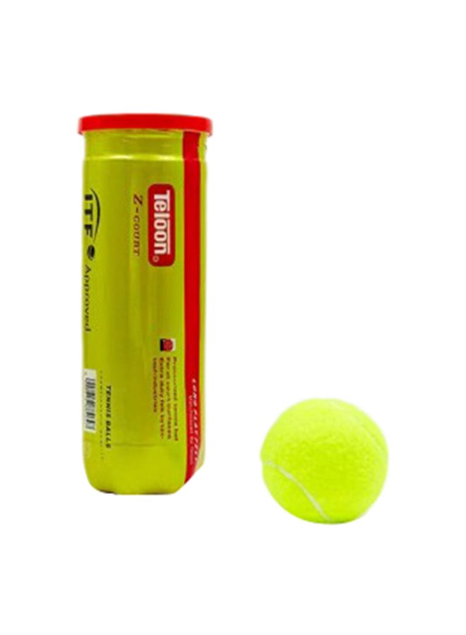 Teloon Premium Quality Z-Court Tennis Ball Green 21.34 x 7.62 x 7.62 cm T818P3 - Image 1