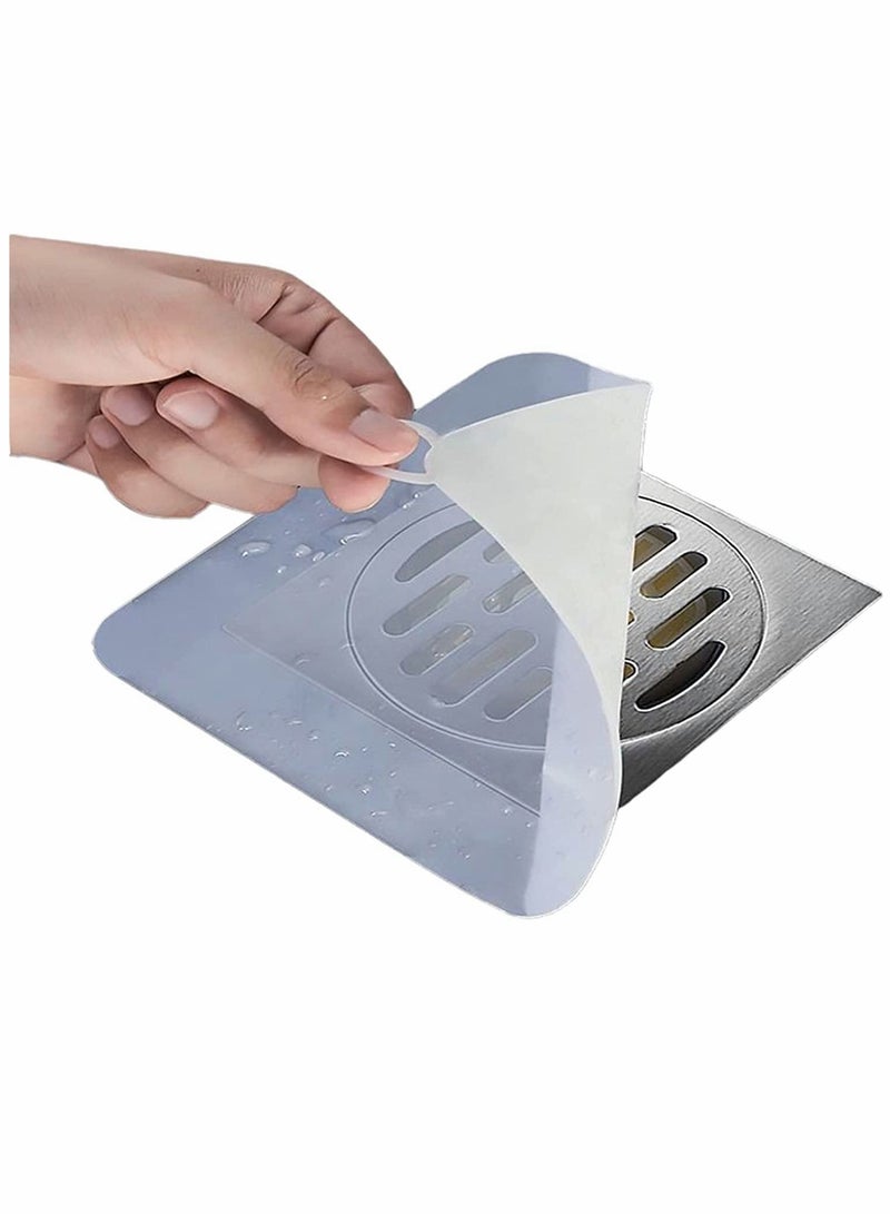4 Pcs Drain Cover, Bathroom Drain Plugs Tub Stopper Sewer Drain Cover Mat Silicone Deodorant Pad Shower Drain Stopper Floor Drain Anti-odor Pad Mat, for Kitchen, Laundry, Toilet, Grey (12cm*12cm) - Image 2