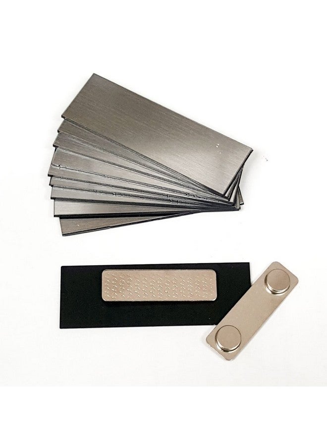 All Quality Name Badge Blanks With Magnetic Backing 10 Pack Brushed Silver 1" X 3" 