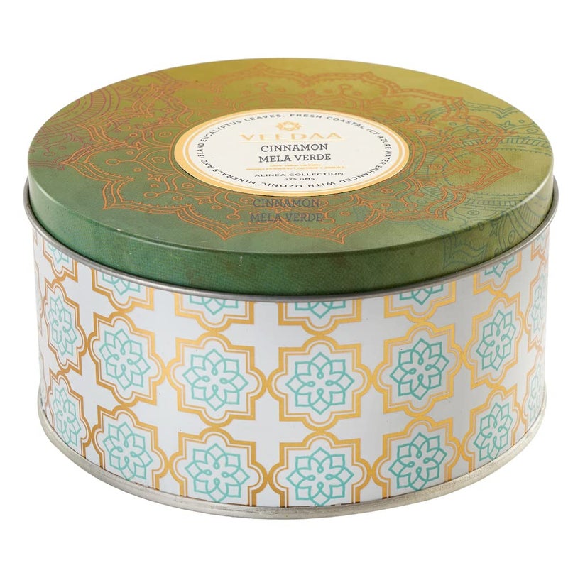 VEEDAA Cinnamon Mela Verde Soy Wax 3 Wick Tin Scented Candle Burns 40 Hours - Image 2