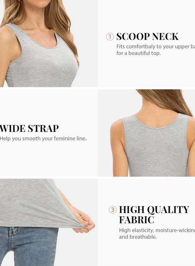 Vislivin Womens Supersoft Camisole Stretch Casual Tank Tops, 1a3 Pack - Black/White/Gray, L - Image 4