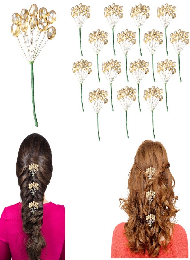 ANVIK Crystal Hair Accessories Handmade Hair Clip Hair Pin Juda Pin Bun Pin Bun accessories for Women and Girls (GOLD) - Image 1