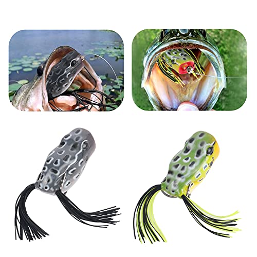 RUNCL Topwater Frog Lures 5PCS, Durable Lifelike Silicone Bass Bait, Floating Realistic Frog Lures Kit for Freshwater Saltwater, Topwater Fishing Lures for Pike Snakehead Salmon Trout Catfish - Image 5