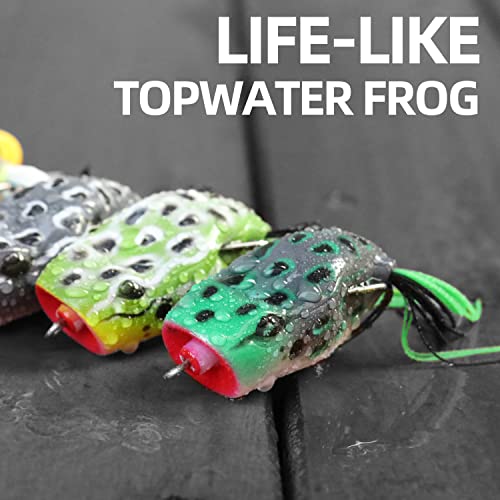 RUNCL Topwater Frog Lures 5PCS, Durable Lifelike Silicone Bass Bait, Floating Realistic Frog Lures Kit for Freshwater Saltwater, Topwater Fishing Lures for Pike Snakehead Salmon Trout Catfish - Image 3