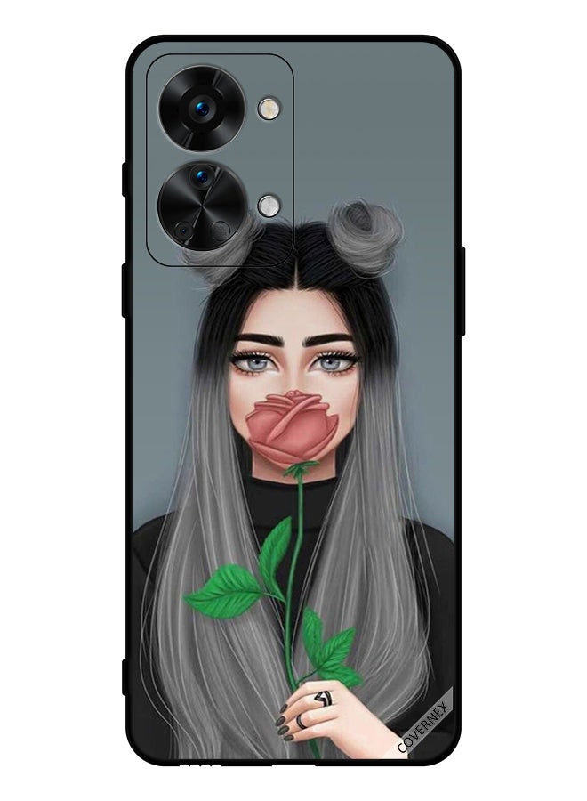 Covernex Protective Case Cover For OnePlus NORD 2T Cute Girl Hide Mouth On Rose - Image 1