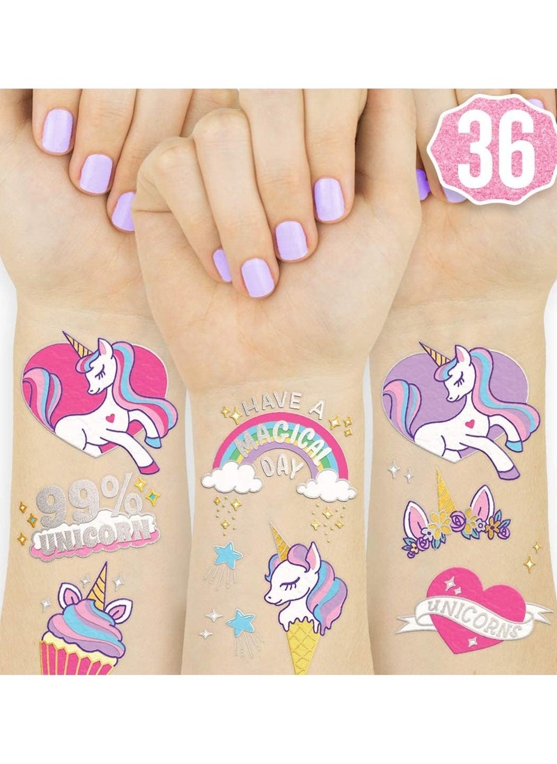 Unicorn Temporary Tattoos for Kids 36 styles Boys Girl Craft Party Supplies - Image 1