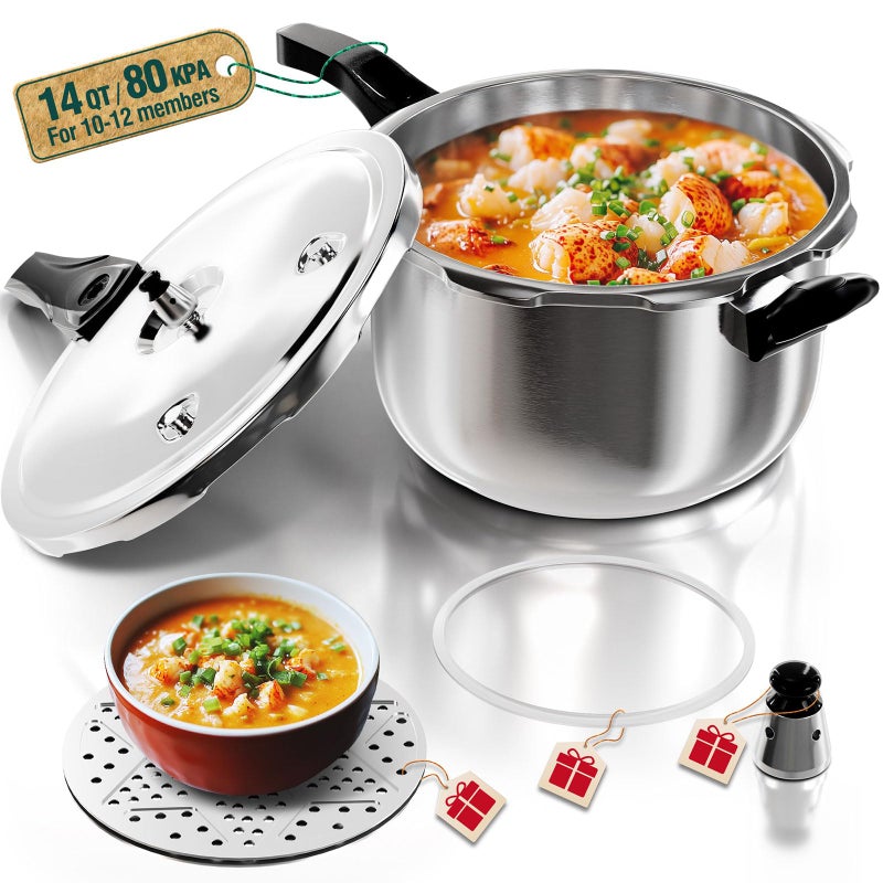 WantJoin Stainless Steel Pressure Cooker Spring Valve Safeguard Devices Gas Stove Eletric Stove Cooking 14qt