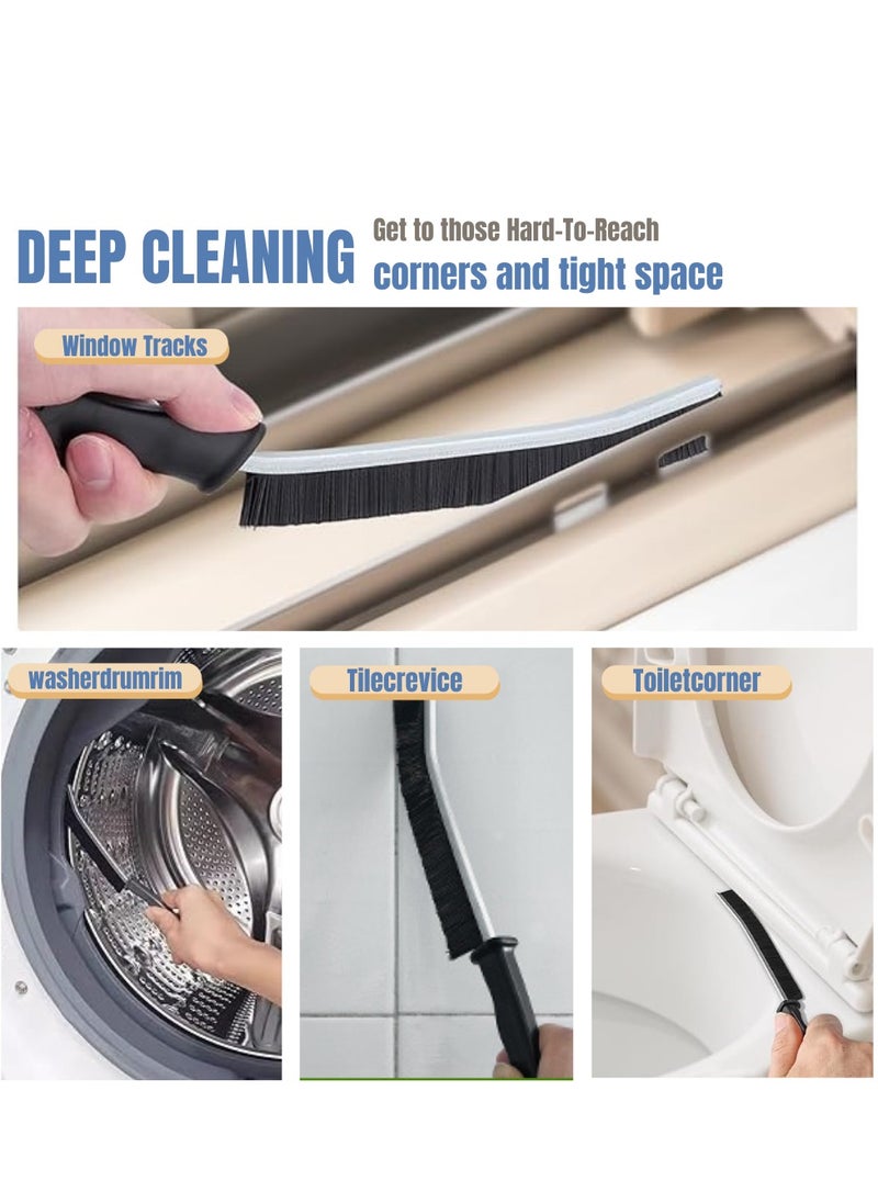 T NEWFUN 3pcs Hard Bristle Crevice Cleaning Brush, Home Essentials, Multifunctional Gap Cleaning Supplies for Kitchen, Bathroom, Toilet, Window, Vehicle, Faucets, Grout, Home (Black)  - Image 2