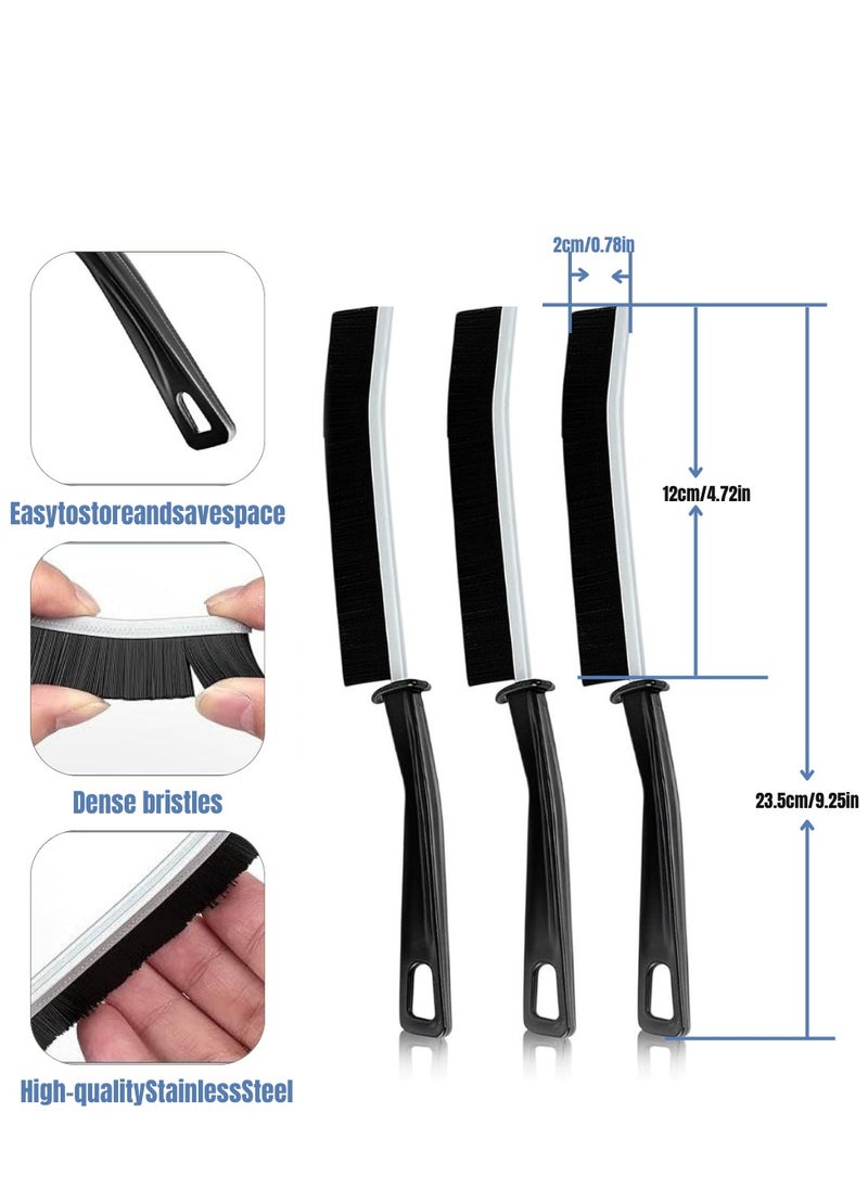 T NEWFUN 3pcs Hard Bristle Crevice Cleaning Brush, Home Essentials, Multifunctional Gap Cleaning Supplies for Kitchen, Bathroom, Toilet, Window, Vehicle, Faucets, Grout, Home (Black)  - Image 3