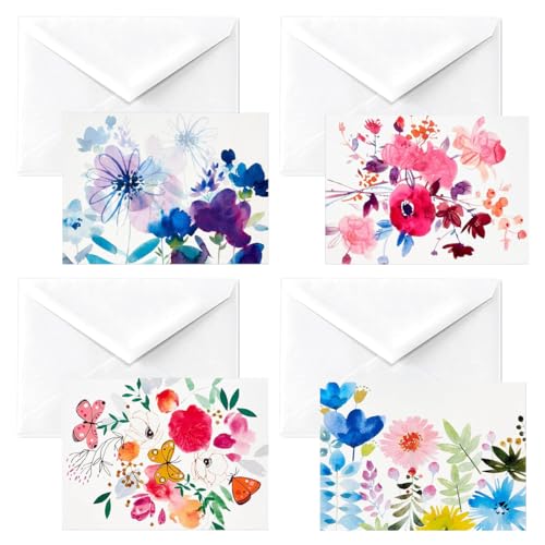 OFIFO® 24 Pcs Watercolor Flower Pattern Envelopes, 4 Designs, Decorative Floral Stationery Envelopes for Letters, Invitations, and Greeting Cards - Image 1