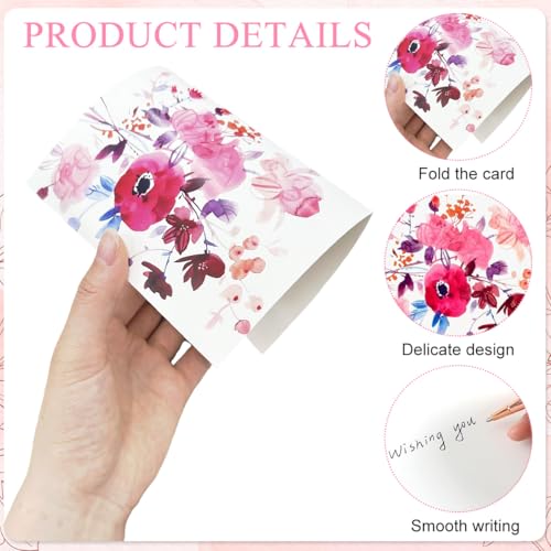 OFIFO® 24 Pcs Watercolor Flower Pattern Envelopes, 4 Designs, Decorative Floral Stationery Envelopes for Letters, Invitations, and Greeting Cards - Image 3