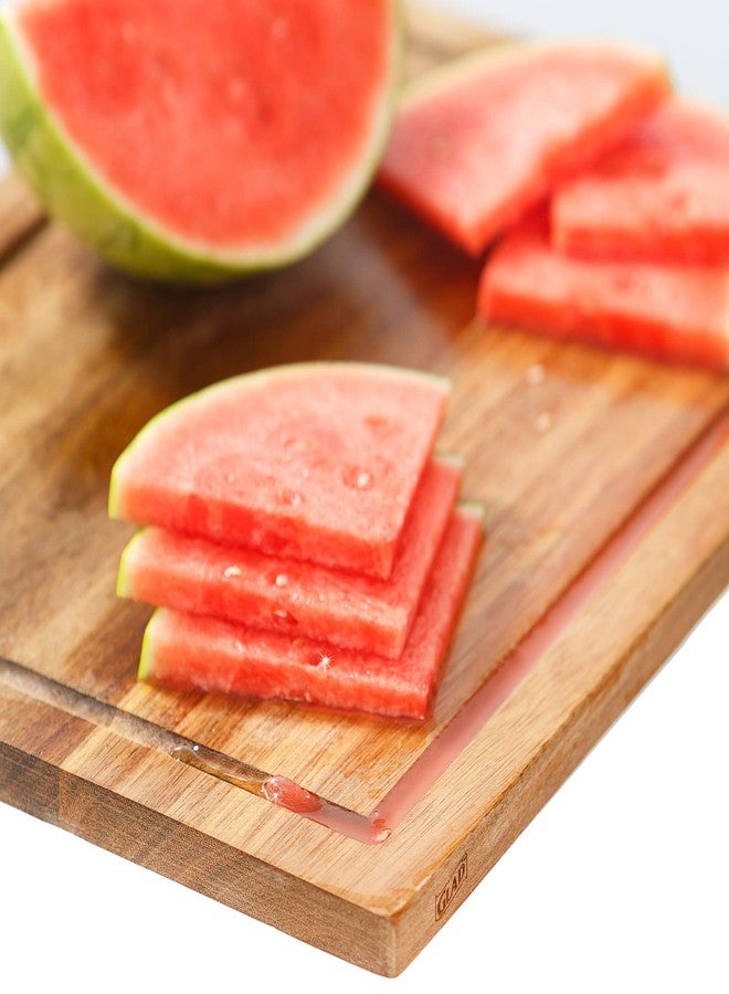 Glad Acacia Wood Cutting Board with Juice Grooves | Reversible Solid Butcher Block and Charcuterie Tray | Home Kitchen Supplies for Chopping and Serving(Brown) - Image 3