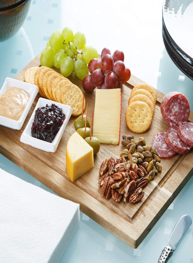 Glad Acacia Wood Cutting Board with Juice Grooves | Reversible Solid Butcher Block and Charcuterie Tray | Home Kitchen Supplies for Chopping and Serving(Brown) - Image 4