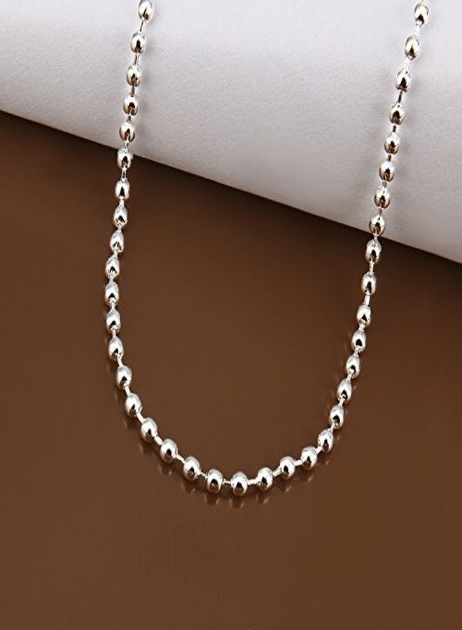Cutesmile Fashion Jewelry 925 Sterling Silver 2mm Beads Chain Necklace for Men Women (24 Inch) - Image 3