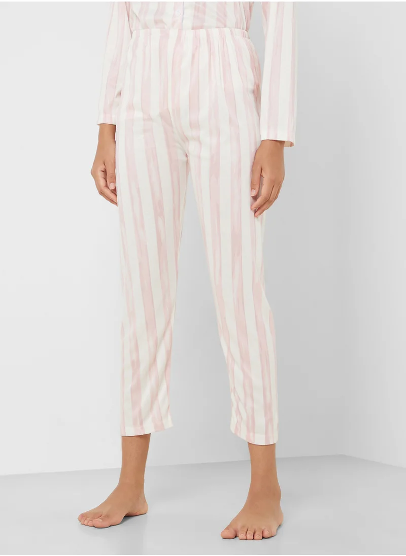 Ginger Satin Stripe Shirt & Pyjama Set