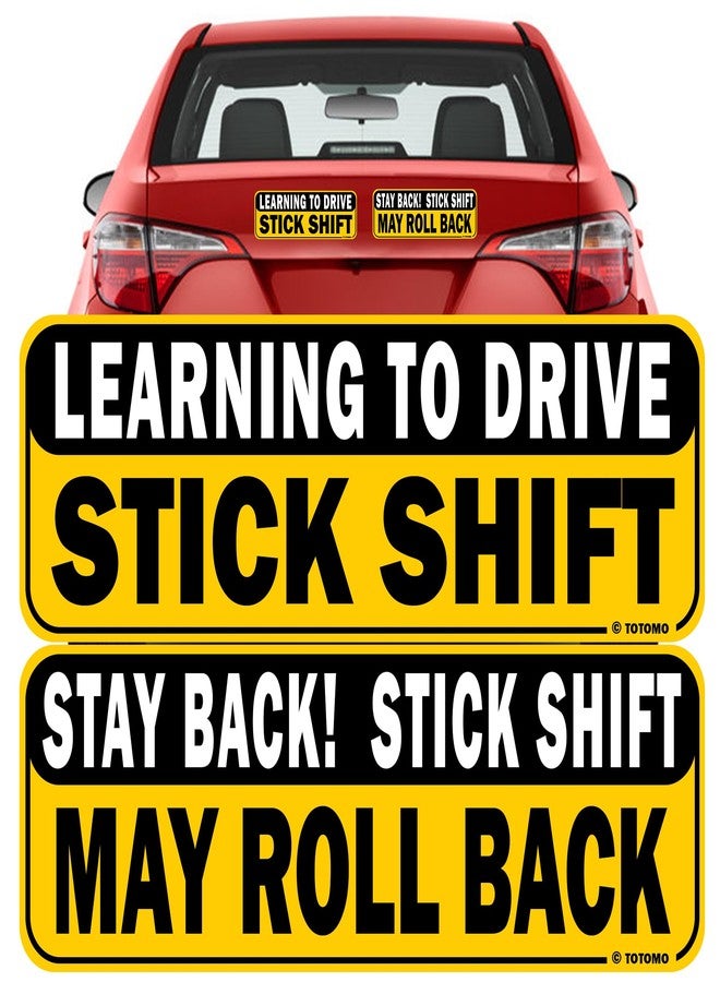 TOTOMO Learning to Drive Stick Shift Stay Back May Roll Back Car Magnet - Reflective Bumper Magnet Sticker for New Manual Transmission Learners Eye-Catching Design - Image 1