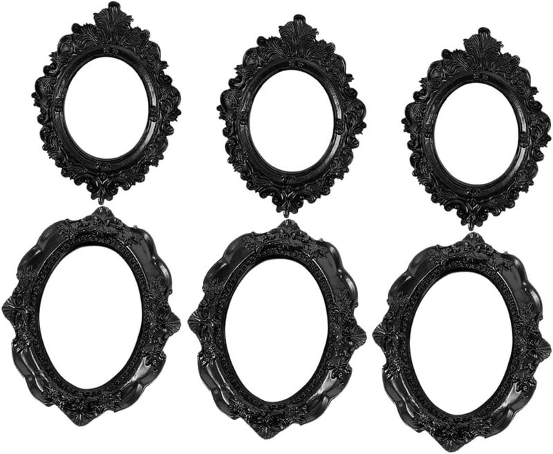 6pcs Oval Small Picture Frame Set Black Photo Frame Kit for Tabletop Display Decorative Photo Ornaments for Home Décor and Gallery Wall - Image 1