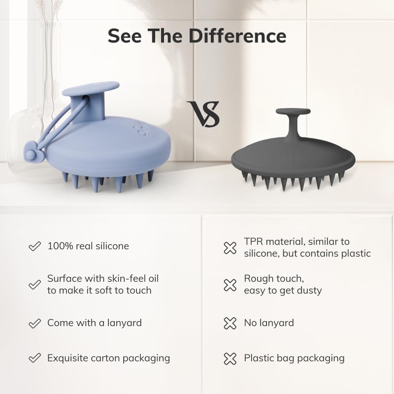 Sndyi Silicone Scalp Massager Shampoo Brush, Hair Scrubber with Soft Silicone Bristles, Scalp Scrubber/Exfoliator for Dandruff Removal, Wet Dry Scalp Brush for Hair Growth & Scalp Care, Gray Blue - Image 3