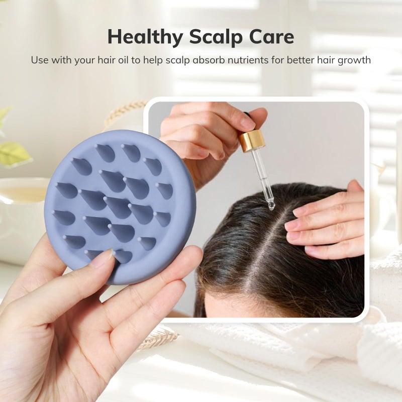 Sndyi Silicone Scalp Massager Shampoo Brush, Hair Scrubber with Soft Silicone Bristles, Scalp Scrubber/Exfoliator for Dandruff Removal, Wet Dry Scalp Brush for Hair Growth & Scalp Care, Gray Blue - Image 4