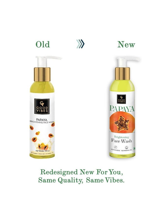 Good Vibes Papaya Brightening Face Wash 120 Ml - Radiant Glowing Moisturizing Brightening Anti Ageing Pore Cleansing Formula For All Skin Types, Natural, No Parabens & Mineral Oil, No Animal Testing  - Image 2