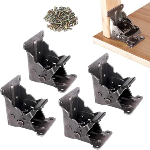 WALL INTERIORS 90° Folding Table Leg Brackets – Heavy Duty Adjustable Self-Locking Furniture Hinges – Carbon Steel Support Hinge with Screws for Tables, Cabinets, Beds (2) - Image 5