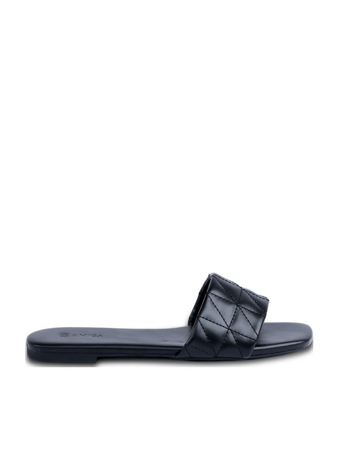 AMICA Donna Women's Flat Leather Sandals with Quilted Design - Image 1
