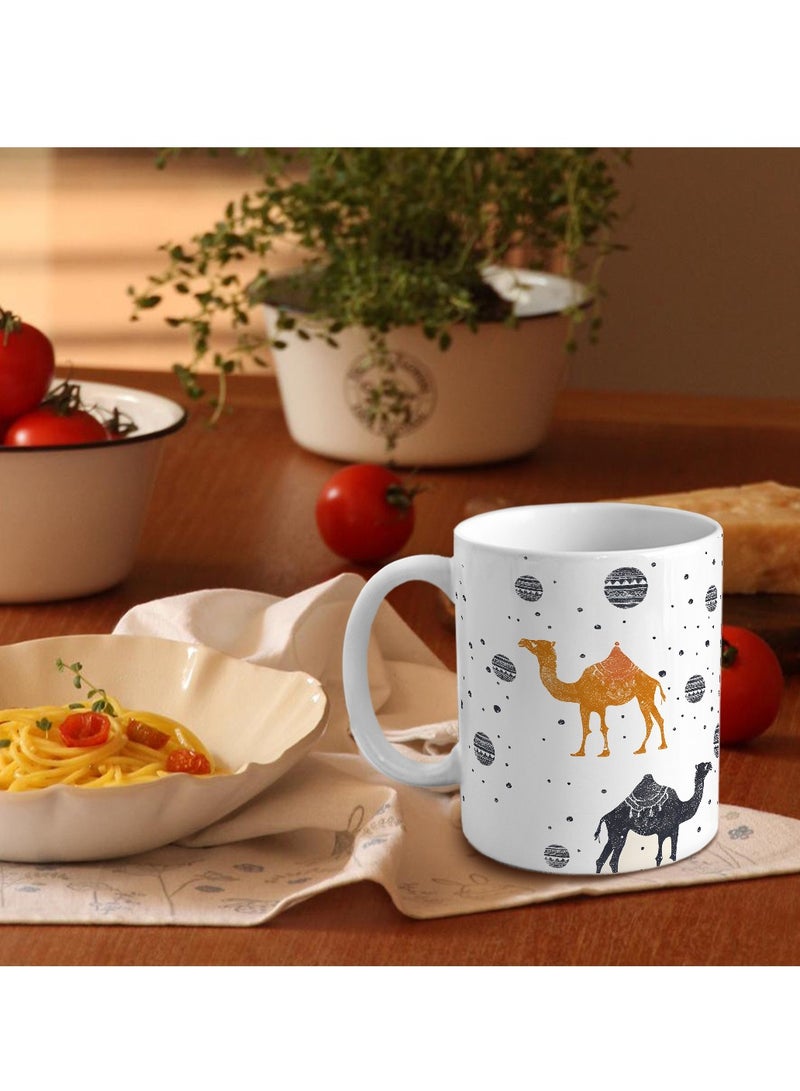 GALADUNE Ceramic Coffee Mug Tea Cup 11OZ, Creative Drinkware, Porcelain Breakfast Mug for Office Birthday Party, Ideal Gift for Friend Habibi Habibti, Arab Camel in Dessert - Image 2