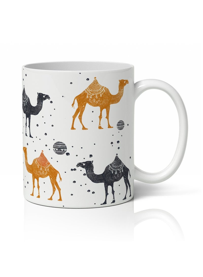 GALADUNE Ceramic Coffee Mug Tea Cup 11OZ, Creative Drinkware, Porcelain Breakfast Mug for Office Birthday Party, Ideal Gift for Friend Habibi Habibti, Arab Camel in Dessert - Image 1