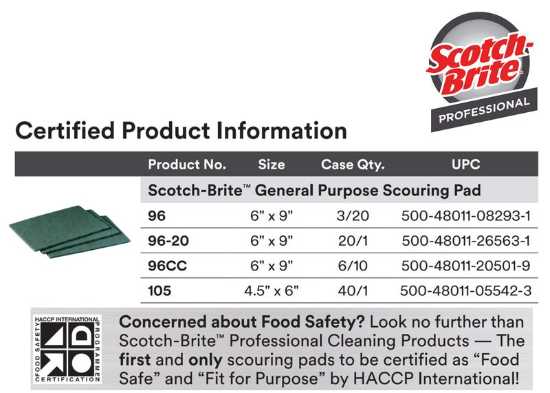 3M Scotch-Brite General Purpose Scouring Pads 105, Green, 4.5" x 6" Cleaning Scrub Pads (Pack of 40) - Image 5