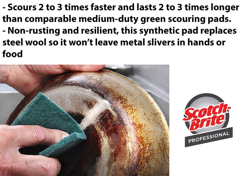 3M Scotch-Brite General Purpose Scouring Pads 105, Green, 4.5" x 6" Cleaning Scrub Pads (Pack of 40) - Image 2