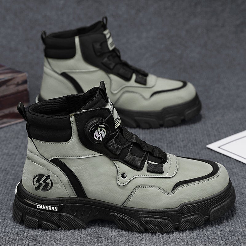 Martin Boots Men'S High-Top British Style Tooling Rhubarb Boots Men'S Fleece-Lined Cotton Shoes Thick Sole Outdoor Leather Boots - Image 1