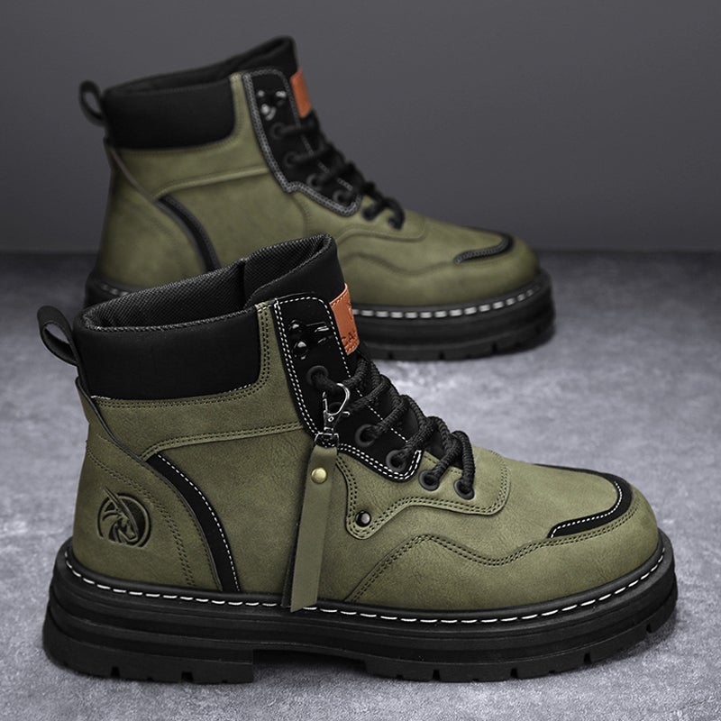 Martin Boots Men'S High-Top British Style Tooling Rhubarb Boots Men'S Fleece-Lined Cotton Shoes Thick Sole Outdoor Leather Boots - Image 3