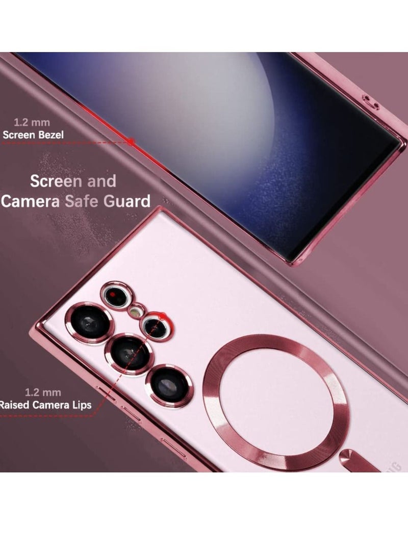 Magnetic Clear Case for Samsung Galaxy S23 Ultra with Camera Lens Protector Magsafe Compatible Electroplated Soft TPU Shockproof Anti-Scratch Phone Case - Image 5