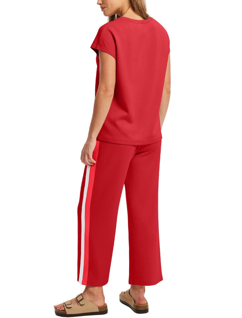 Sampeel Two Piece Sets for Women Christmas Outfits Holiday Trendy Spring Lounge Sets Round Neck Matching Set Women Clothing Pajama Set Red M - Image 5