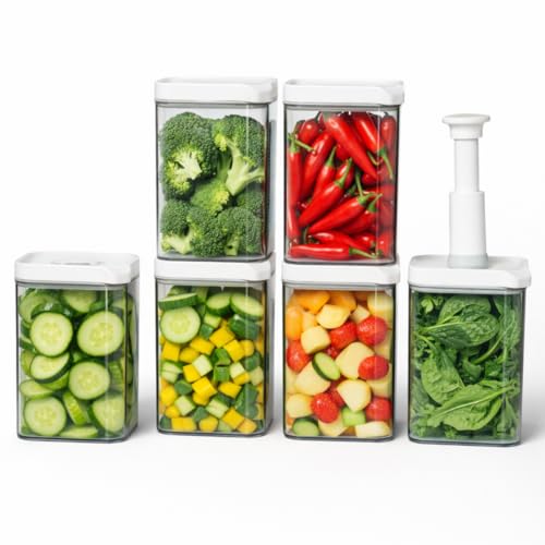 Satpurush Vacuum Fridge Storage Containers - Fridge Organiser Storage Boxes- Kitchen Accessories Items for Home-Freezer & Refrigerator Organizer vegetable storage box (1000ML, Pack of 6) - Image 1