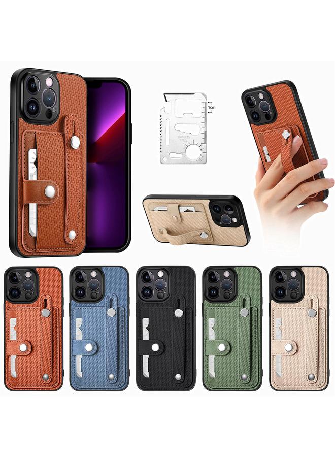 اس-توب جراب لهاتف iPhone 13 Pro Max مزود بسوار معصم ومسند ومحفظة للبطاقات وغطاء خلفي وحافظة هاتف مع سكين أداة - Image 3